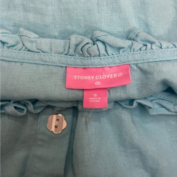 Stoney Clover Lane x Target Sky Blue Linen-Blend Puff-Sleeve Ruffle Dress - Picture 5 of 7